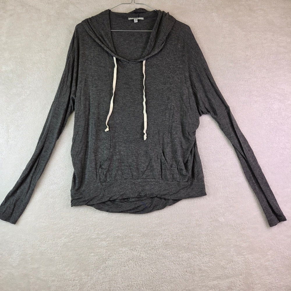 Acemi Womens Charcoal Heather Gray Lightweight Slouchy Hoodie Sweatshirt Size M